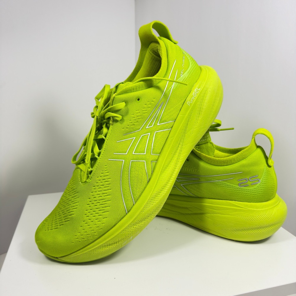 ASICS Gel-Nimbus 25 Running Shoes Mens Size 13 Lime White Maximalist Low Top
